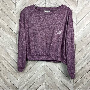 Ivory Ella Heather Purple Cropped Sweatshirt Size Small